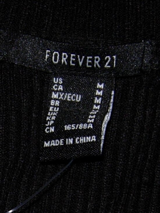 Black Ribbed Long Sleeve Off-Shoulder Crop Top M - Picture 4 of 4